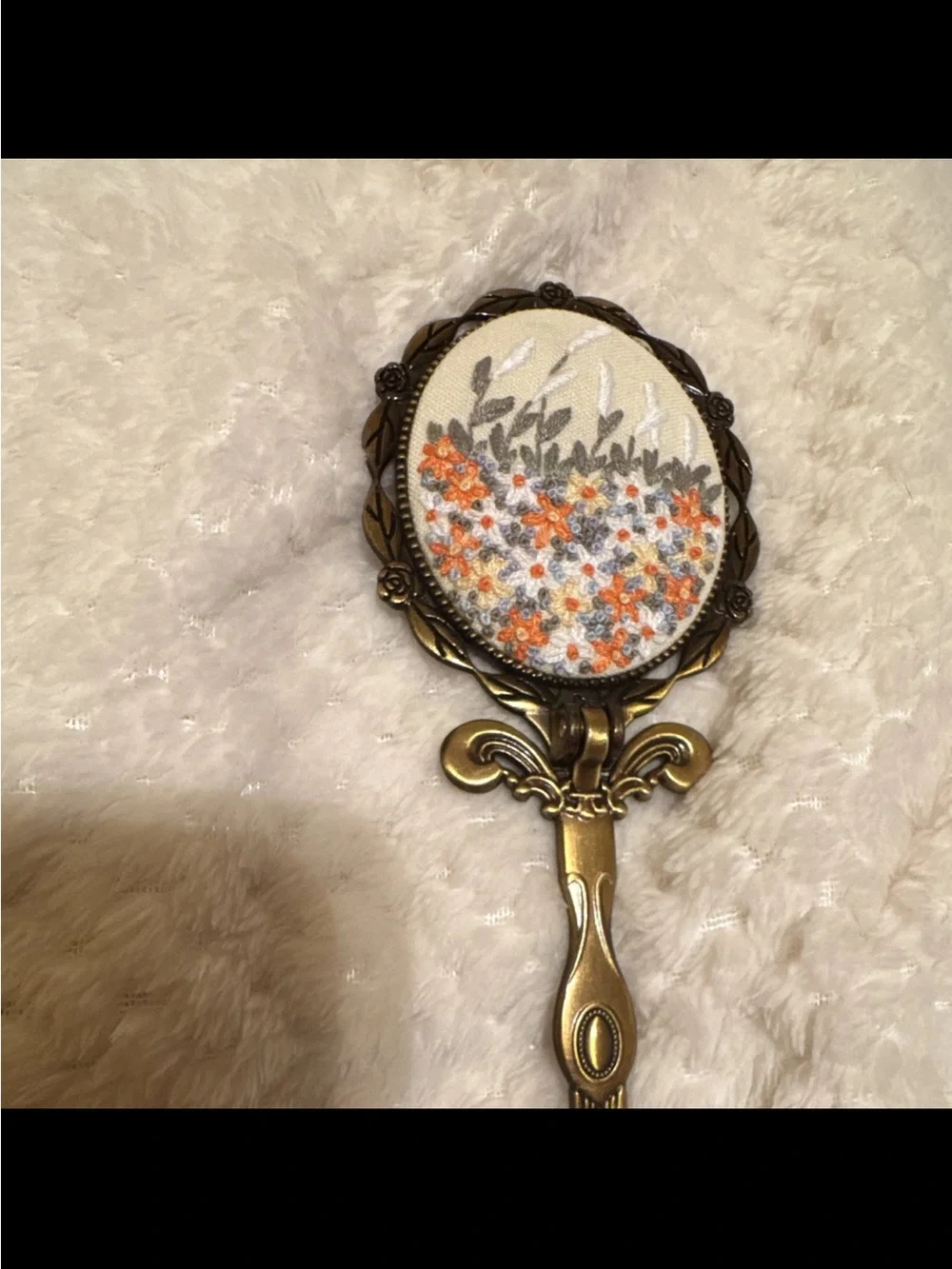 Vintage Style Gold Hand Mirror Wall Decor